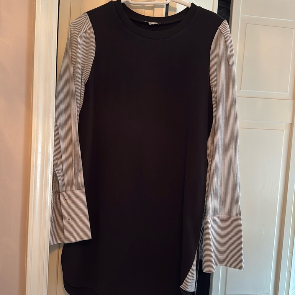 Striped Sleeve Contrast Dress